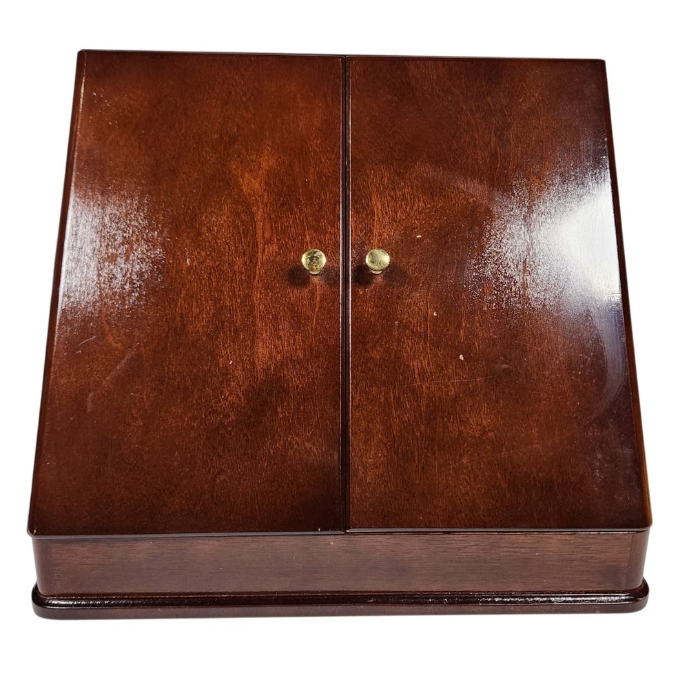 The Bamboo Co Wooden Desktop File Organizer Mail Sorter Cabinet Cherry Finish